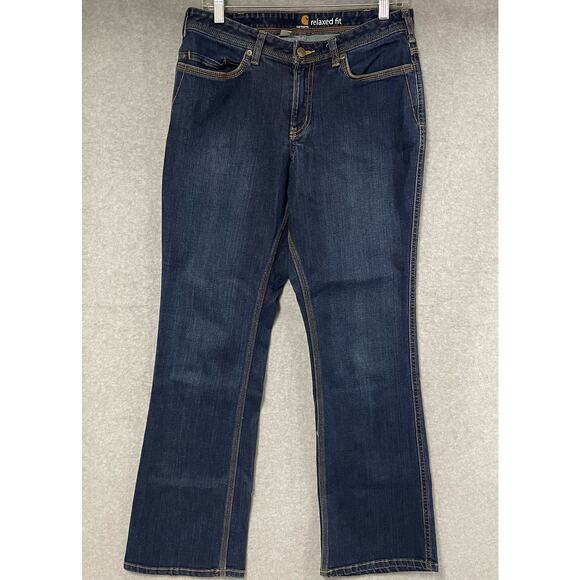 Carhartt Relaxed Fit Bootcut Dark Wash Size 10 - Picture 2 of 6